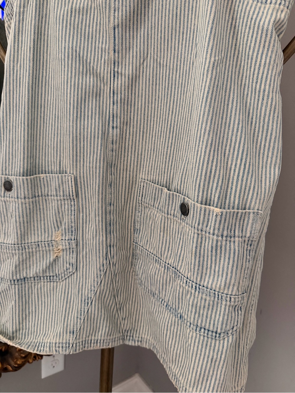 Free People Railroad Striped Denim Overall Dress in size M - Picture 6 of 9